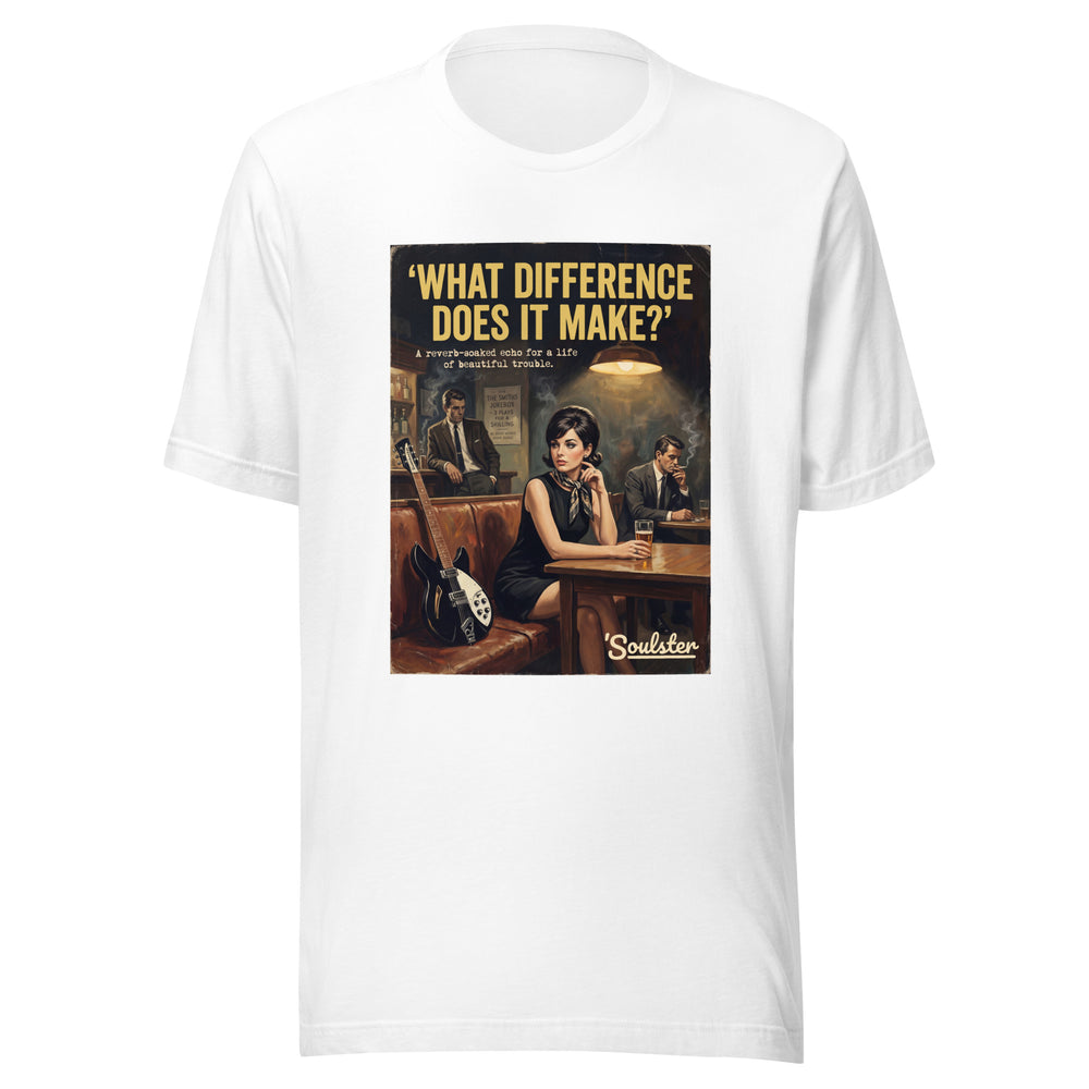 Soulster premium studio edition graphic t-shirt inspired by the timeless music legacy of What Difference Does It Make T-Shirt - Paperback Edition.