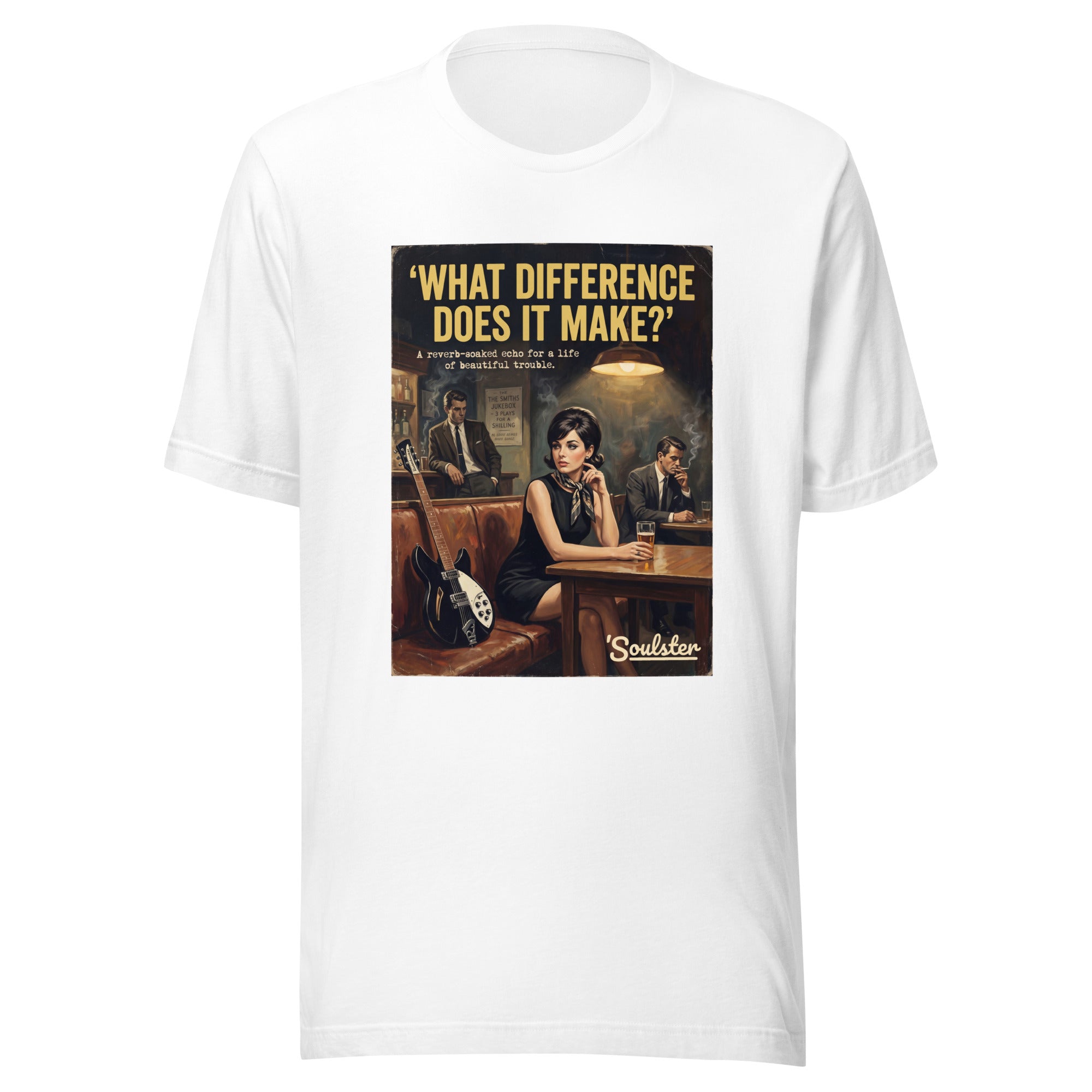 Soulster premium studio edition graphic t-shirt inspired by the timeless music legacy of What Difference Does It Make T-Shirt - Paperback Edition.