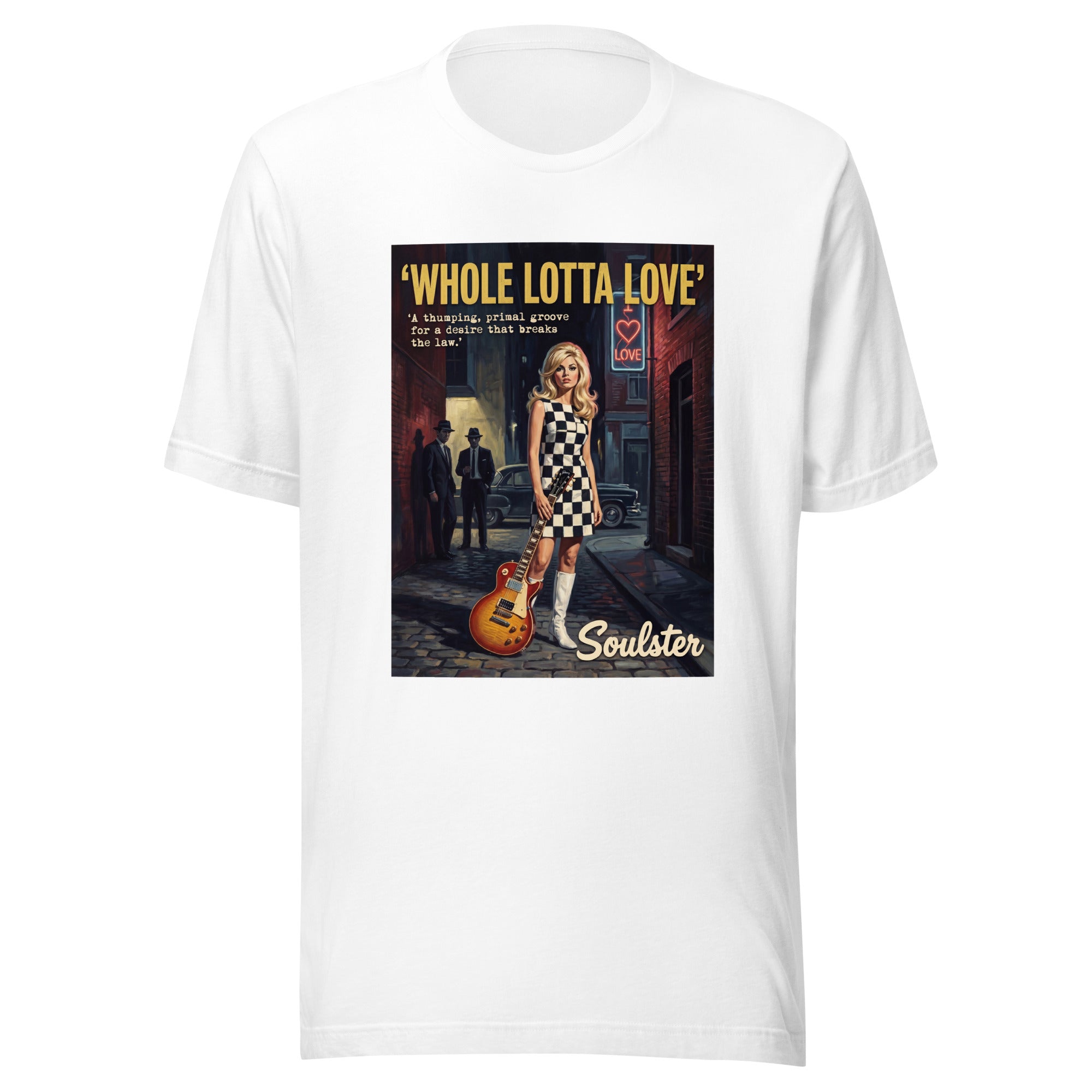 Soulster premium studio edition graphic t-shirt inspired by the timeless music legacy of Whole Lotta Love T-Shirt - Paperback Edition.
