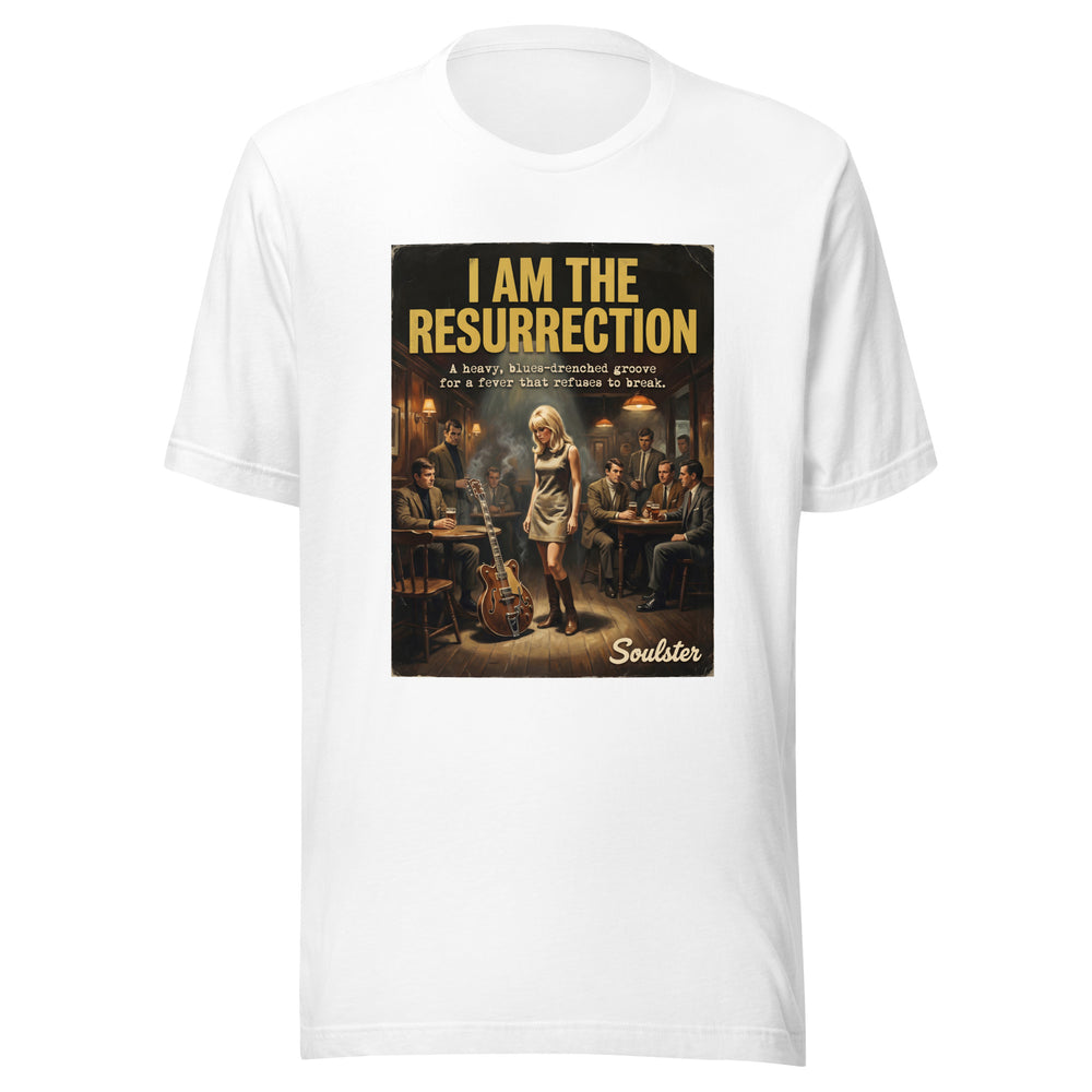 Soulster premium studio edition graphic t-shirt inspired by the timeless music legacy of I Am The Resurrection T-Shirt - Paperback Edition.