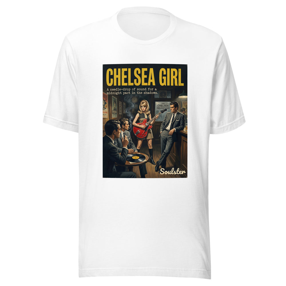 Soulster premium studio edition graphic t-shirt inspired by the timeless music legacy of Chelsea Girl T-Shirt - Paperback Edition.