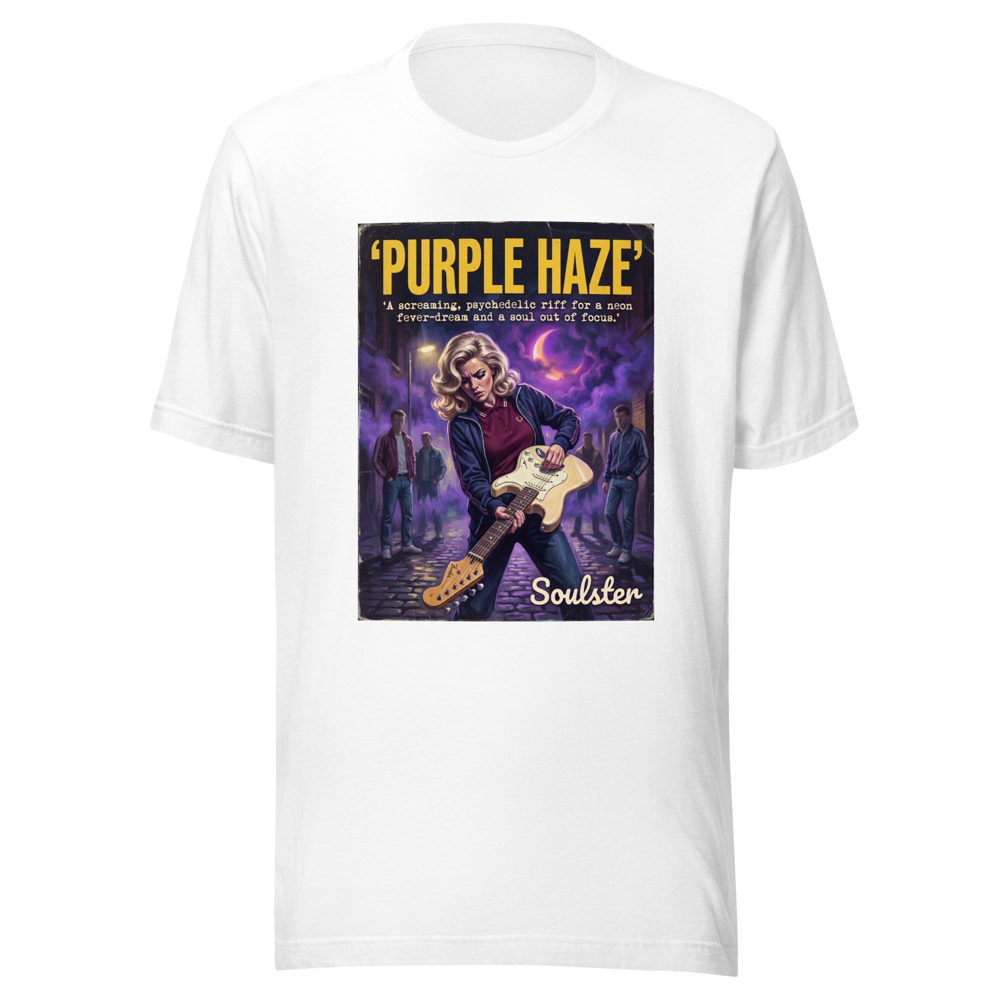 Soulster premium studio edition graphic t-shirt inspired by the timeless music legacy of Purple Haze T-Shirt - Kitchen Sink Edition.