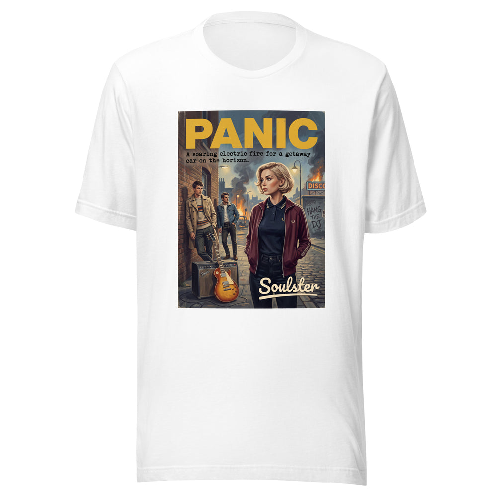 Soulster premium studio edition graphic t-shirt inspired by the timeless music legacy of Panic T-Shirt - Kitchen Sink Edition.