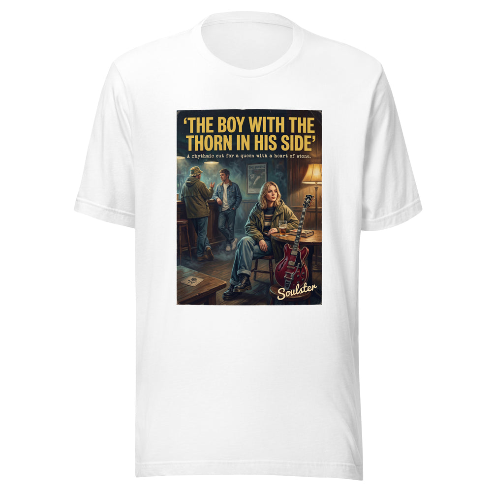 Soulster premium studio edition graphic t-shirt inspired by the timeless music legacy of The Boy With A Thorn In His Side T-Shirt - Northern Life Edition.