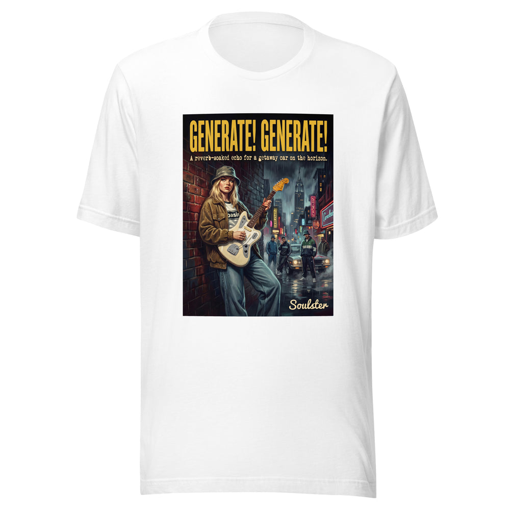 Soulster premium studio edition graphic t-shirt inspired by the timeless music legacy of Generate, Generate T-Shirt - Northern Life Edition.