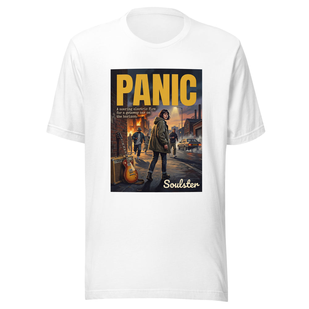 Soulster premium studio edition graphic t-shirt inspired by the timeless music legacy of Panic T-Shirt - Northern Life Edition.