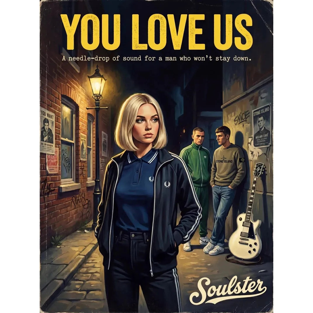 Soulster retro pulp thriller book cover style art print illustration inspired by Alternative Indie - You Love Us.